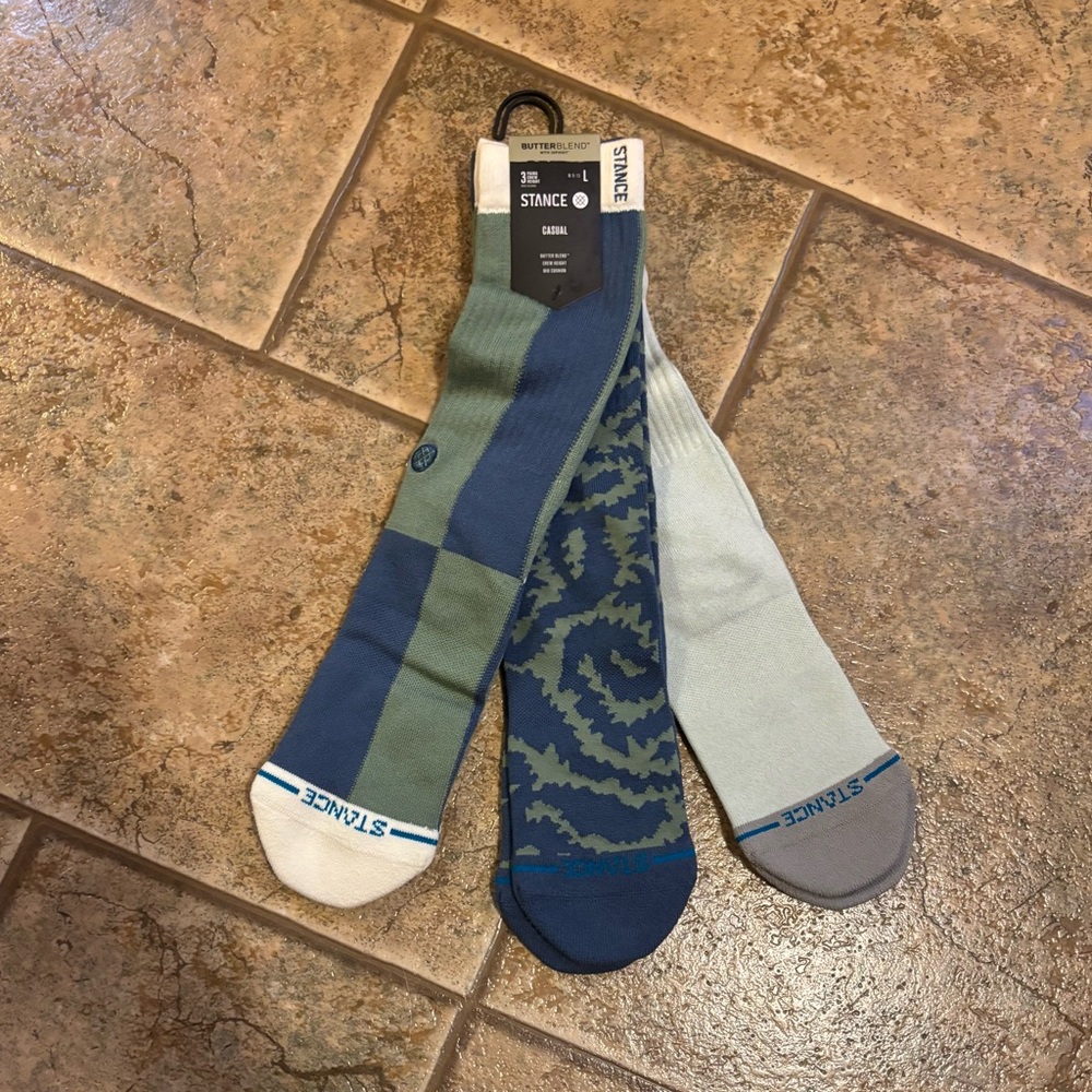 NWT men’s Stance Butter Blend Crew Socks 3 Pack sz L (9-13)